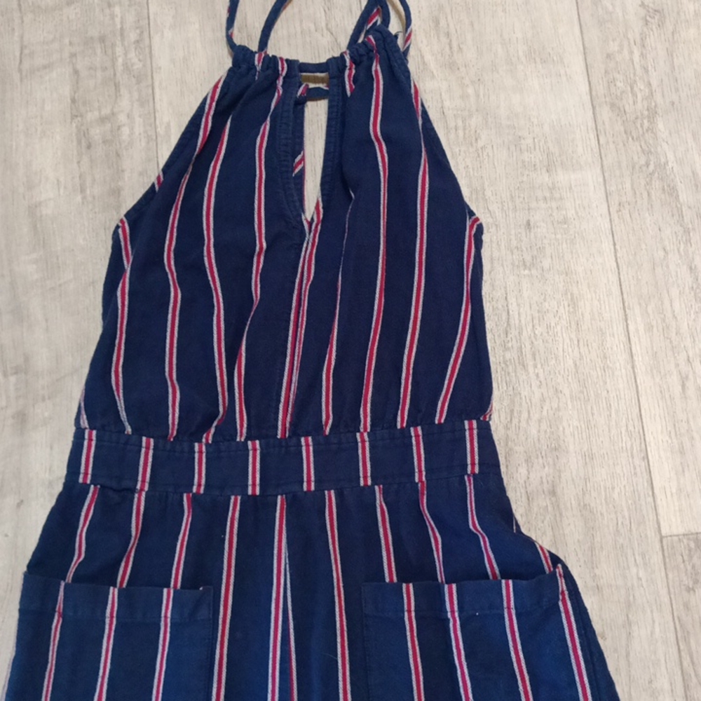 Womens Capri crop Romper 1pc red white blue knit sz XS UNIVERSAL THREAD - Picture 5 of 10